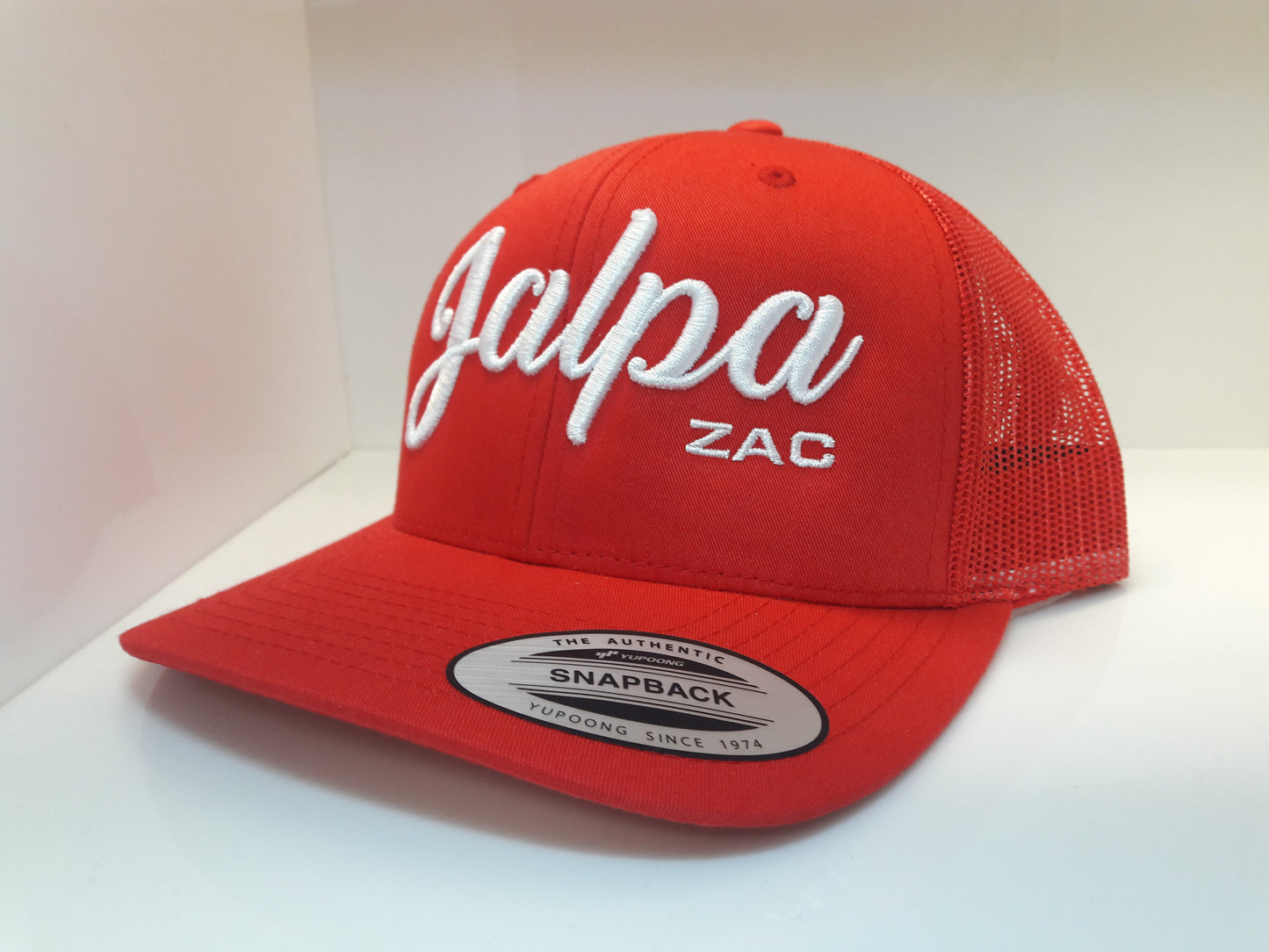 3D Embroidered Red Jalpa Zac Flexfit - Retro Snapback Trucker Cap