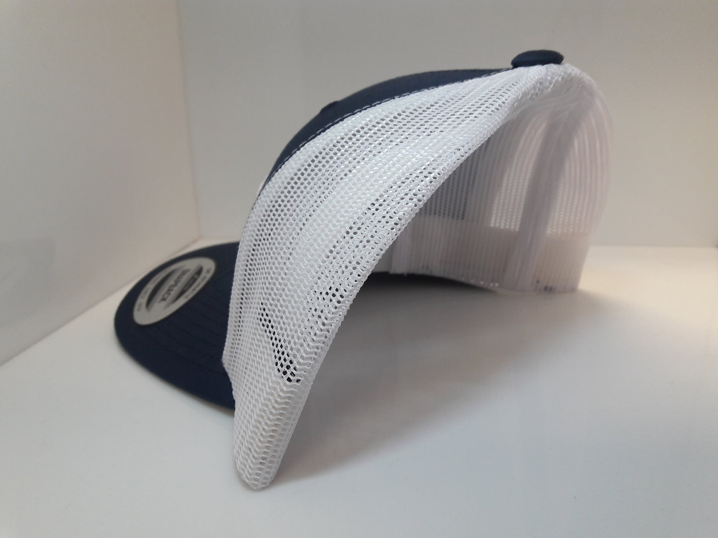 3D Embroidered Navy Blue and White Jalpa Zac Flexfit - Retro Snapback Trucker Cap