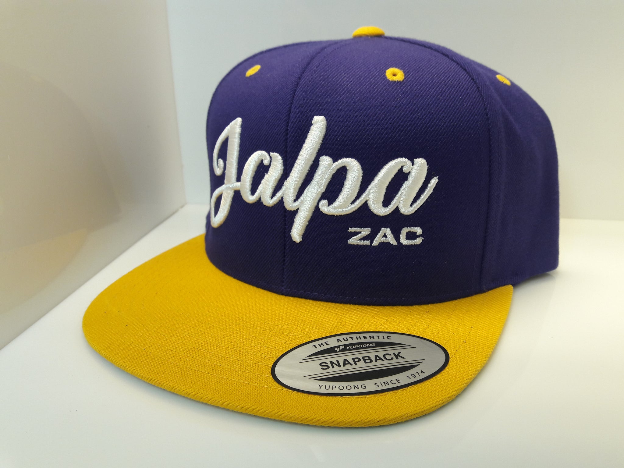 3D Embroidered Purple and Gold Jalpa Zac Flexfit - Classic Snapback Two-Tone Cap