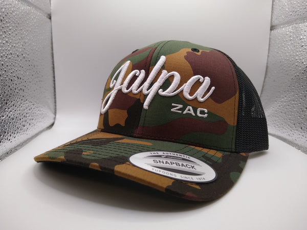 3D Embroidered Green Camo with Black Jalpa Zac Flexfit - Retro Snapback Trucker Cap