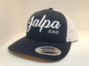 3D Embroidered Navy Blue and White Jalpa Zac Flexfit - Retro Snapback Trucker Cap