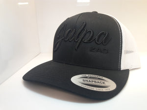Black Thread 3D Embroidered Black and White Jalpa Zac Flexfit - Retro Snapback Trucker Cap