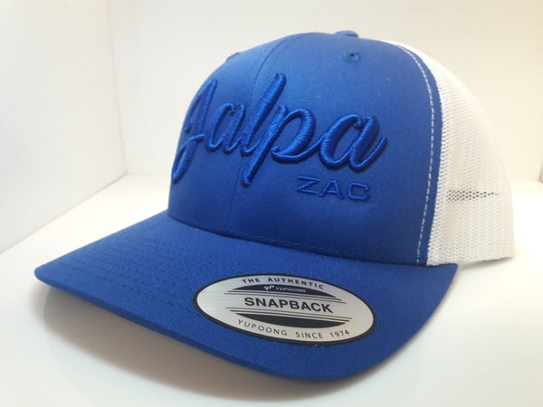 Blue Thread 3D Embroidered Royal Blue and White Jalpa Zac Flexfit - Retro Snapback Trucker Cap