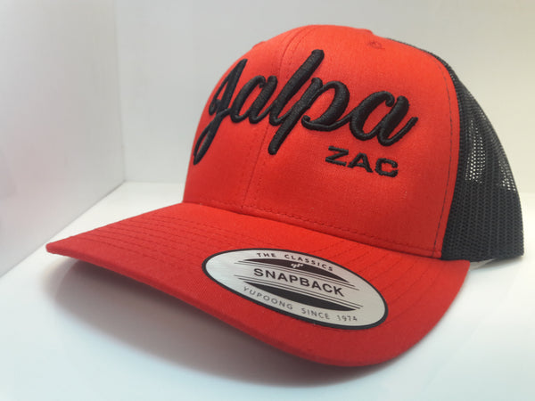 Black Thread 3D Embroidered Red and Black Jalpa Zac Flexfit - Retro Snapback Trucker Cap